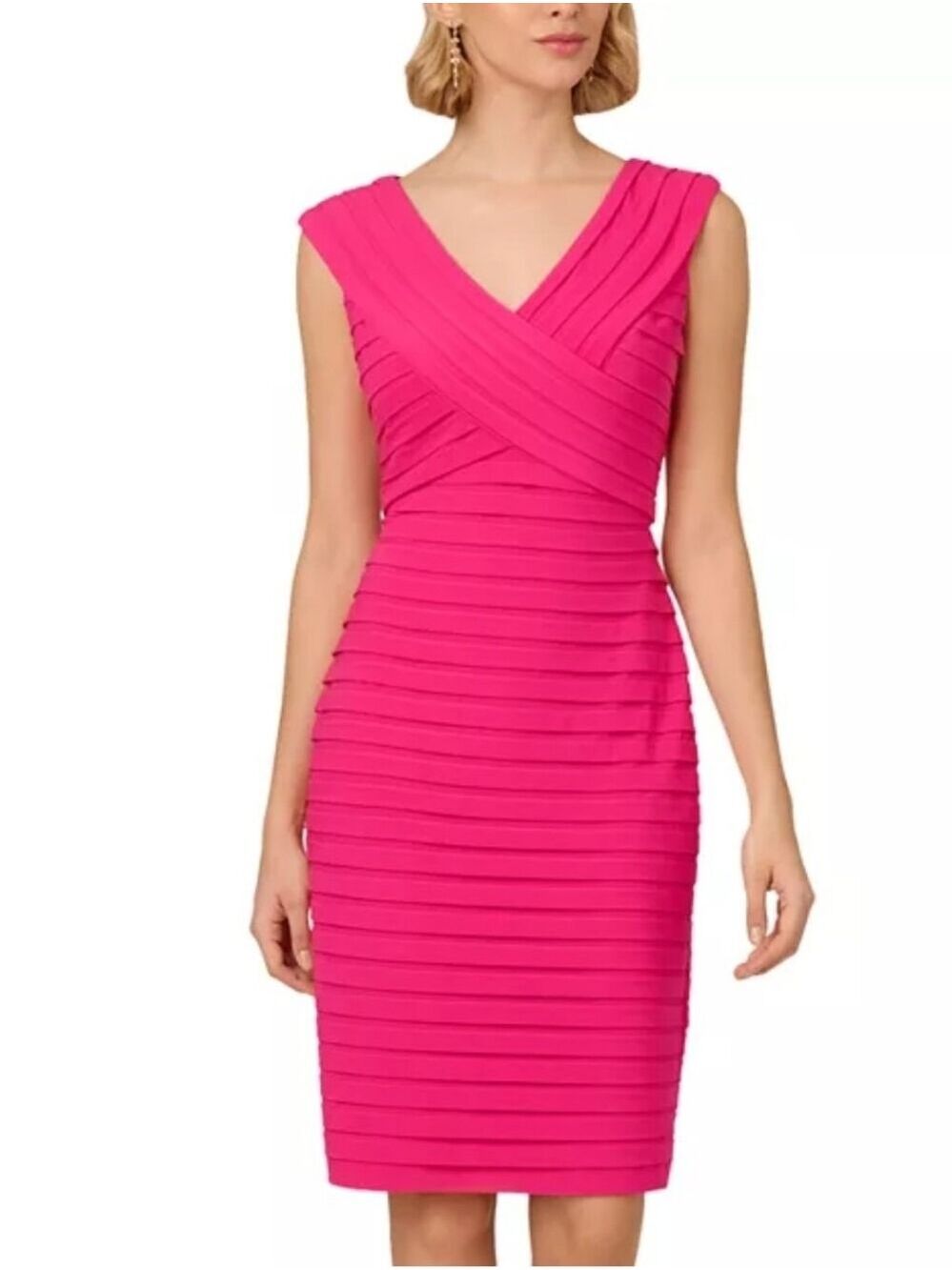 Andrianna Papell Banded JerseyMidi Cocktail Careerwear Sleeveless Dress. Size 16